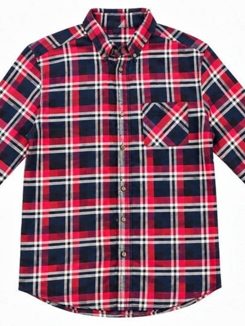 H&M Plaid Button Down in Red & Blue Large Like New